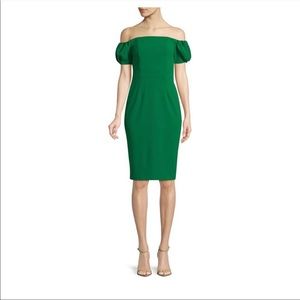 Betsy & Adam off the shoulder green dress